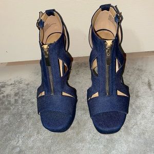 Womens denim platform heels